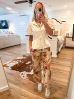 Load image into Gallery viewer, More Time Ecru Button Peplum Blouse
