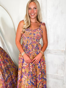 About Time Mocha & Mauve Printed FATE Maxi Dress