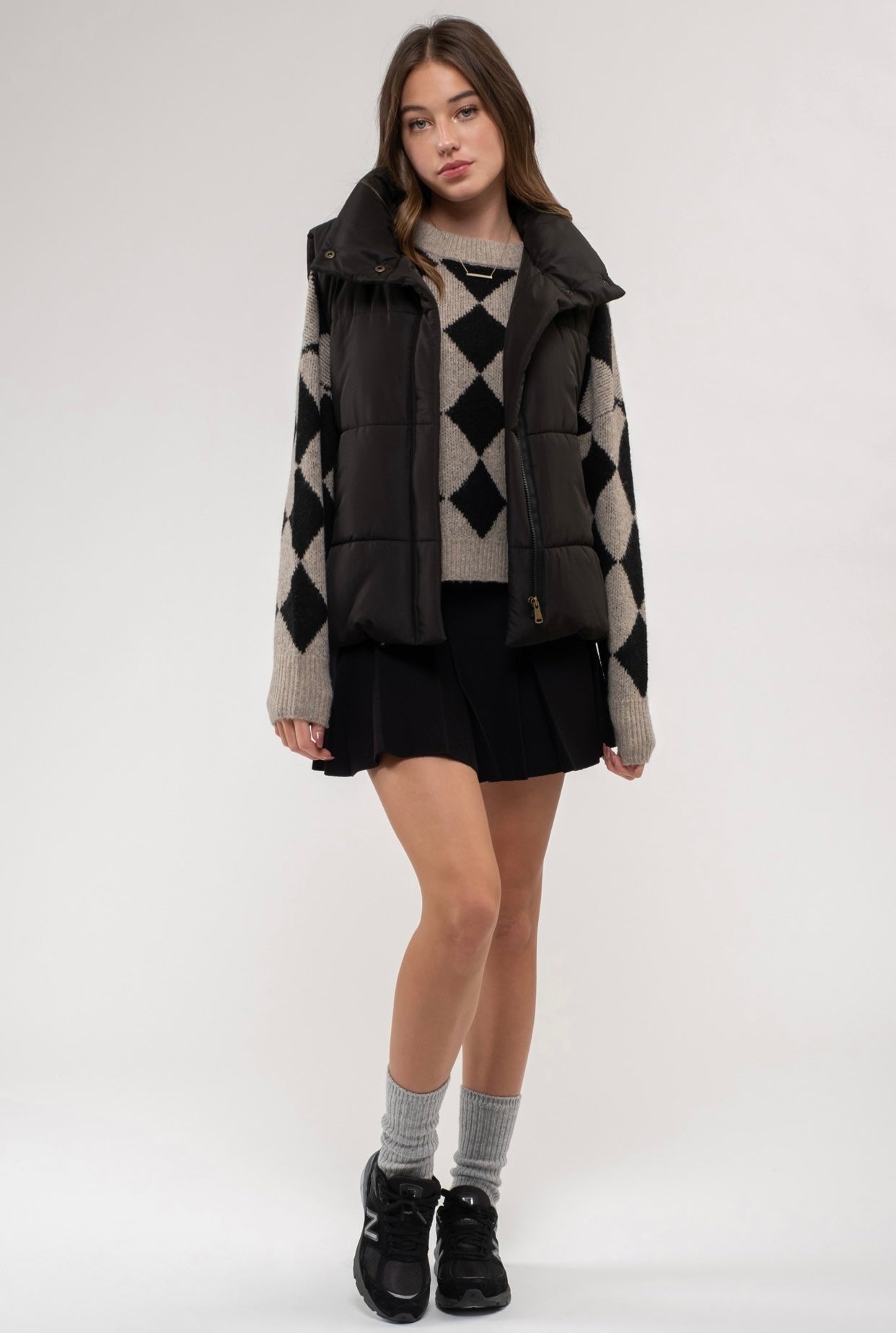 For Your Information Black Puffer Vest
