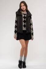Load image into Gallery viewer, For Your Information Black Puffer Vest
