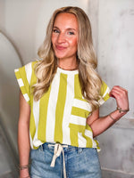 Load image into Gallery viewer, Hey There Lime Striped Pocket Blouse
