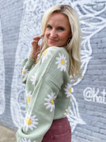 Load image into Gallery viewer, Daisy Simply Southern Cropped Green Sweater
