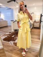 Load image into Gallery viewer, Out To Lunch Lemon Midi Dress
