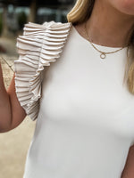 Load image into Gallery viewer, Catch You Later Cream Frill Shoulder Dress
