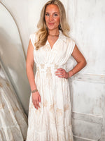 Load image into Gallery viewer, Room Views Ivory Palm Embroidered Midi Dress
