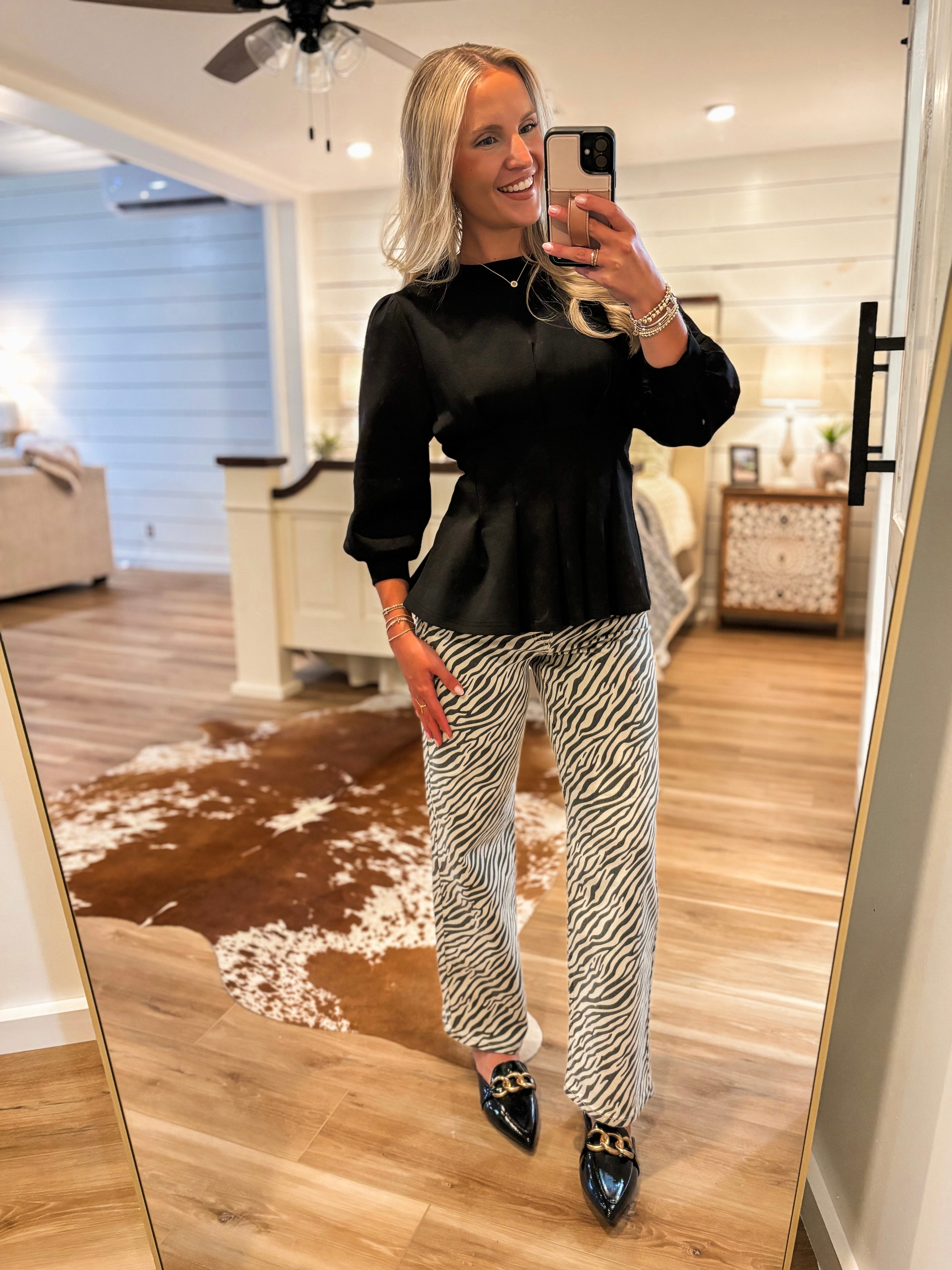 Fun Time Vintage Zebra Straight Just Black Denim