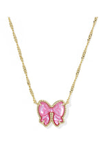 Load image into Gallery viewer, Haley Rose Violet Mother of Pearl Gold Bow Pendant Cleaner
