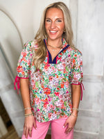 Load image into Gallery viewer, All For Now Multi Floral Contrast Blouse
