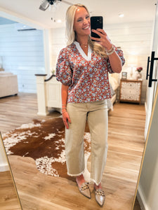 Taking It Rouge Floral Blouse
