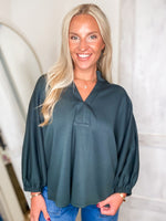 Load image into Gallery viewer, Little Things Forest Luxe Knit Blouse
