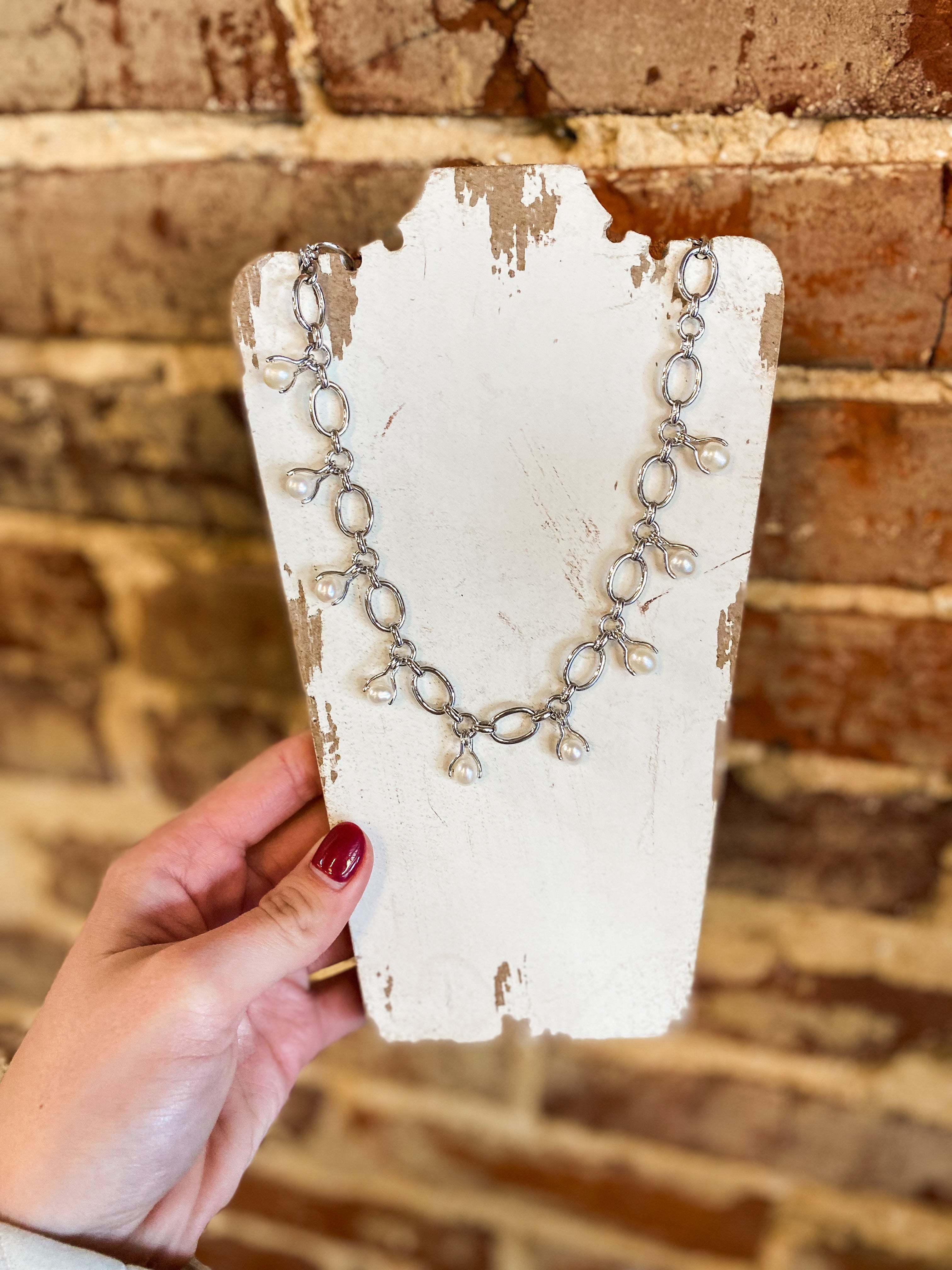 Ashton White Pearl Silver Chain Necklace