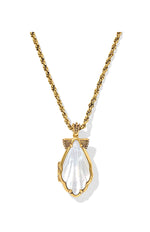 Load image into Gallery viewer, Alexa Locket Vintage Gold Ivory Mother of Pearl Short Necklace
