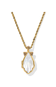 Alexa Locket Vintage Gold Ivory Mother of Pearl Short Necklace
