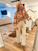 Load image into Gallery viewer, Best Chance Orange Multi Patch Print Blouse
