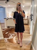 Load image into Gallery viewer, Be Back Navy S/S Luxe Knit Mini Dress
