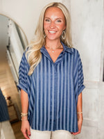 Load image into Gallery viewer, Happened To You Indigo Blouse
