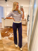 Load image into Gallery viewer, Found My Way Periwinkle Blue Tweed S/S Sweater
