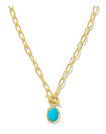 Load image into Gallery viewer, Daphne Variegated Turquoise Gold Chain Link Necklace
