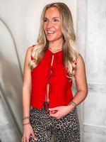 Load image into Gallery viewer, Bless Me Red Bow Tie Vest
