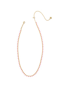 Kelsey Pink Enamel Gold Strand Necklace