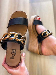 On Vacay Black Corkys Wedge