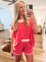 Load image into Gallery viewer, Ready to Go Raspberry Contrast Tee &amp; Short Set
