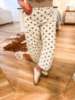 Load image into Gallery viewer, Saying More Oatmeal Polka Dot Barrel Denim Pant
