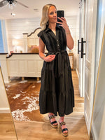 Load image into Gallery viewer, Always Something Better Black Midi Dress
