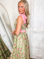 Load image into Gallery viewer, All Along Green/Pink Floral Midi Dress
