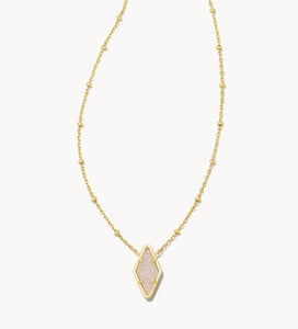 Kinsley Iridescent Drusy Pendant Short Gold Necklace