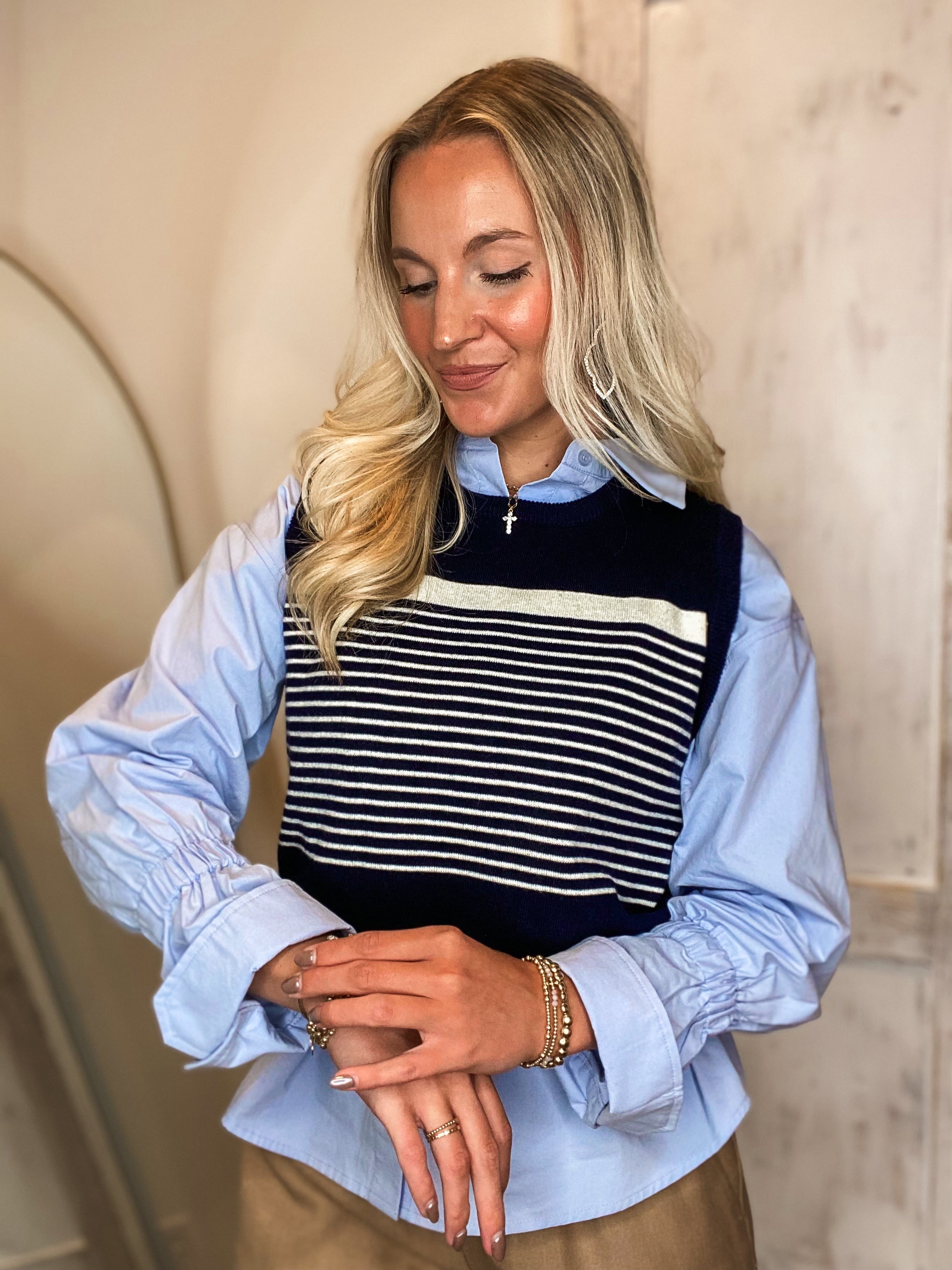 Breath Taker Baby Blue Button Down Blouse