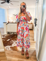 Load image into Gallery viewer, Italian Sunset Pink Multi Midi Dress
