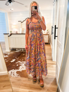 About Time Mocha & Mauve Printed FATE Maxi Dress