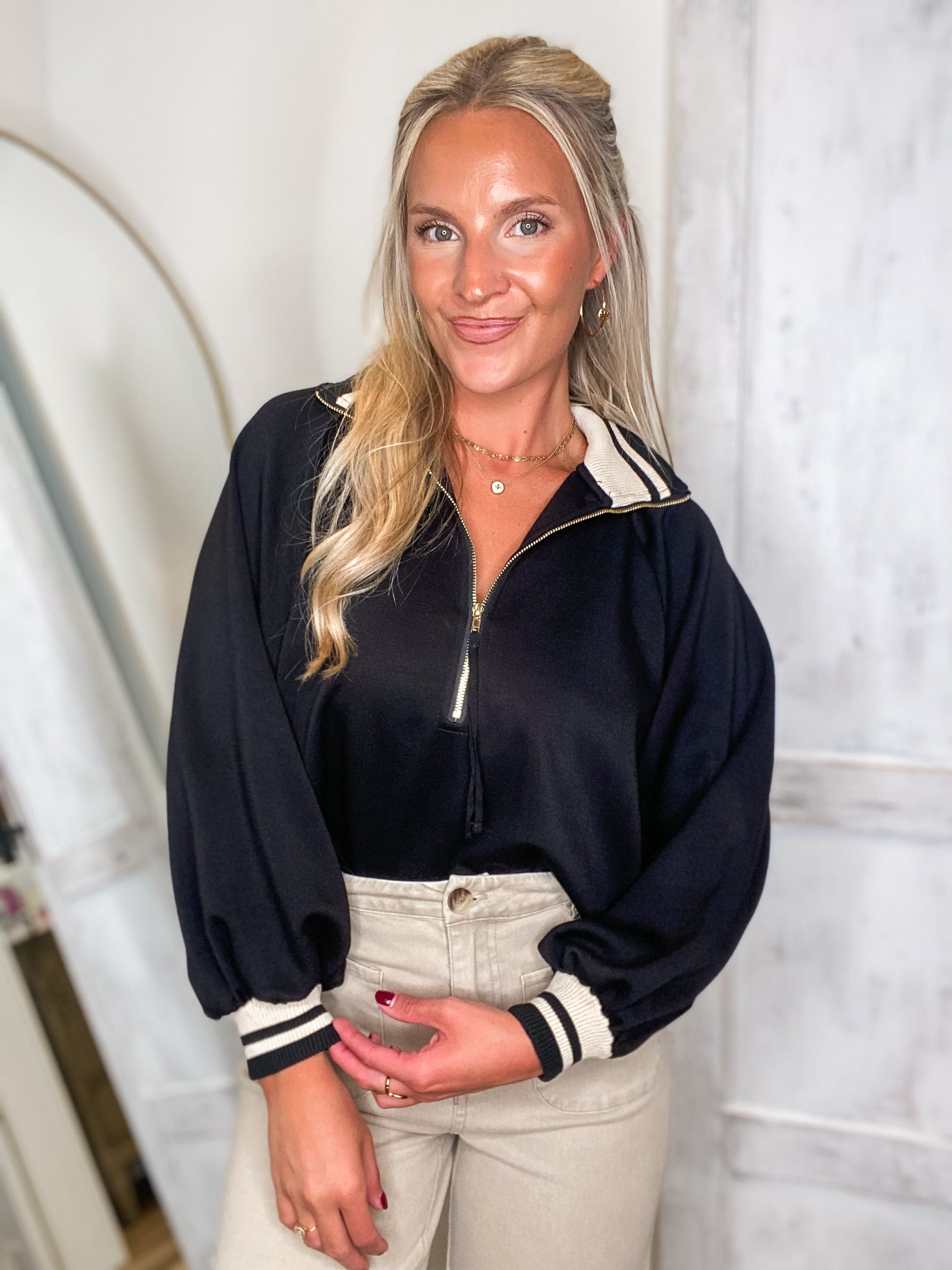 Not For Long Black Contrast Blouse