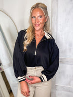 Load image into Gallery viewer, Not For Long Black Contrast Blouse
