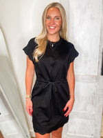 Load image into Gallery viewer, Out Shopping Black Luxe Knit Mini Athleisure Dress
