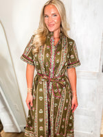 Load image into Gallery viewer, All The Feelings Olive Floral Midi Dress
