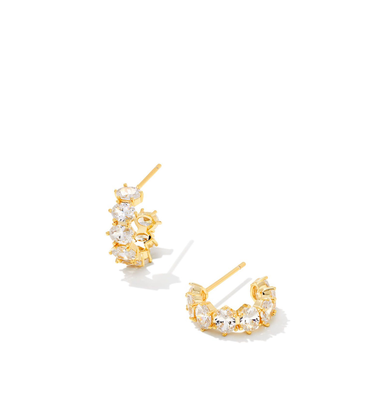 Cailin White Crystal Huggie Gold Earrings