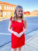 Load image into Gallery viewer, Perfect Timing Red Ruffle Strap Mini Dress
