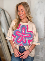 Load image into Gallery viewer, Good Mood Cream Flower Patch Tee
