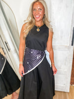 Load image into Gallery viewer, Sweet Style Black Bubble Midi Dress
