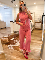 Load image into Gallery viewer, Feeling Free Red Gingham Tank &amp; Cropped Pant Set
