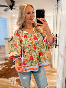 Springing Forward Pastel Floral Blouse