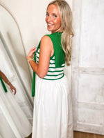 Load image into Gallery viewer, Belong To Green/White Stripe Midi Dress
