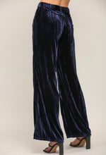 Load image into Gallery viewer, Getting Ready Navy Velvet Wide Leg Pants
