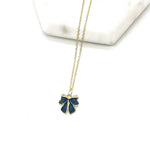 Load image into Gallery viewer, Black Bow Charm Necklace Gold Coquette Demure

