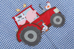Load image into Gallery viewer, Blue Gingham Farm Animal Tractor Pocket Shortalls
