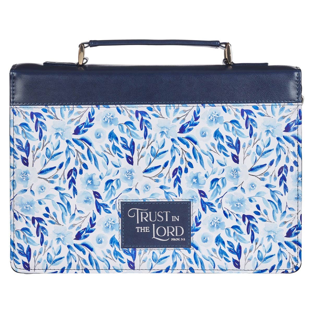 Bible Cover Fashion Blue Floral Trust Prov. 3:5 M