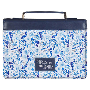 Bible Cover Fashion Blue Floral Trust Prov. 3:5 M