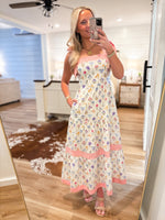 Load image into Gallery viewer, Beautiful View Ivory Multi Floral Midi Dress
